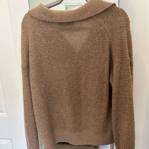 EVERLANE Alpaca Waffle Stitch Polo in Dark Weat - Picture 3 of 4